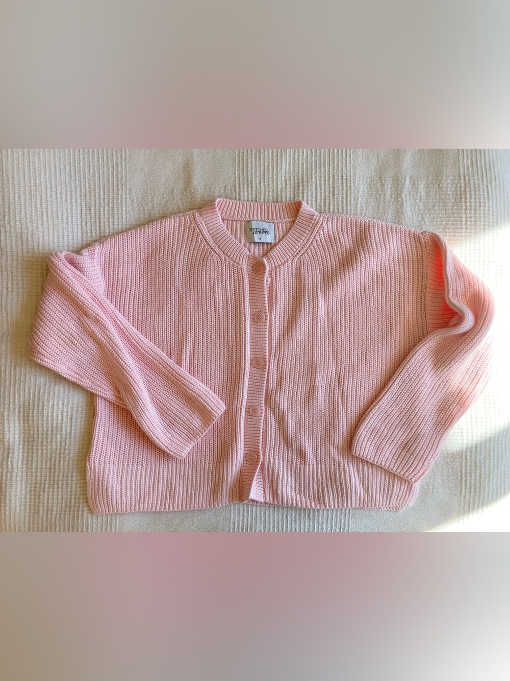 Ballet pink 100% cotton boxy cardigan